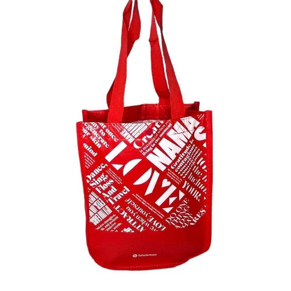 Lululemon Motivational Sayings Shopping Gift Bag Red White - Picture 1 of 7